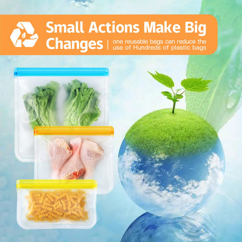 NIKUY multi-size silicone bags fit numerous food portions and storage needs