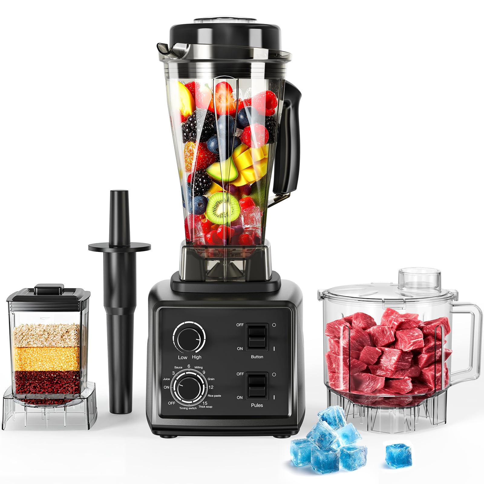 Nilpferd 3-in-1 blender front view showing power and design for smoothies and sauces
