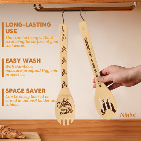 Ninivi 5-piece utensil kit with hanging holes for easy storage and organization