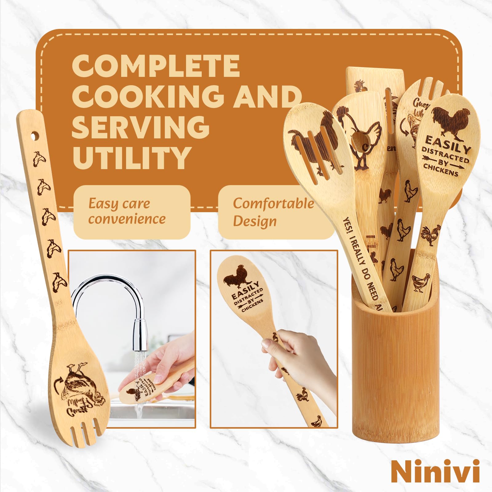 Ninivi bamboo utensils protect cookware from scratches while preserving flavors