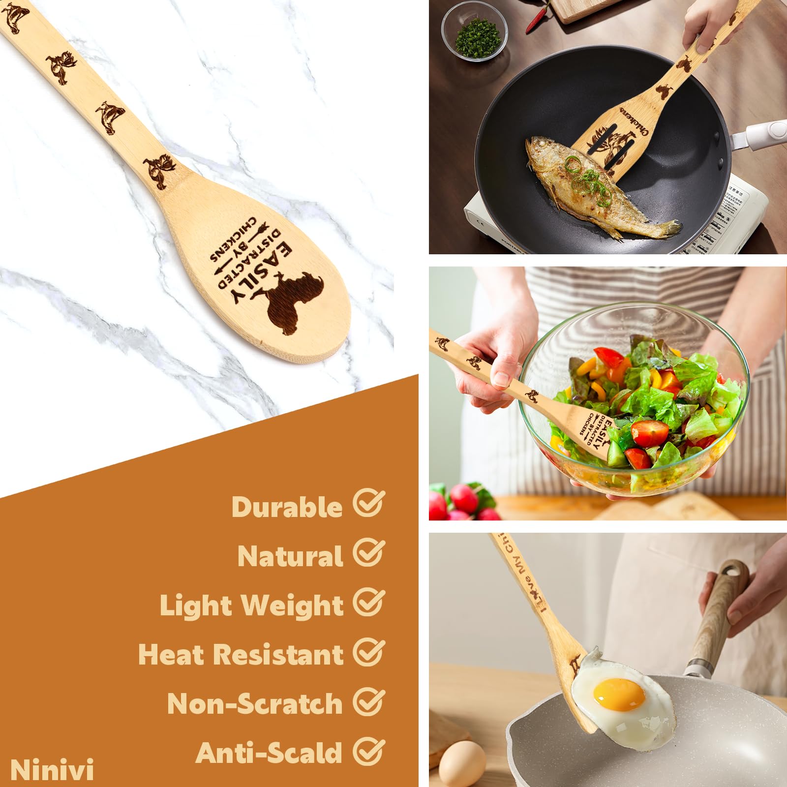 Ninivi gift-ready rooster spoon set makes a thoughtful present for cooks and decor lovers