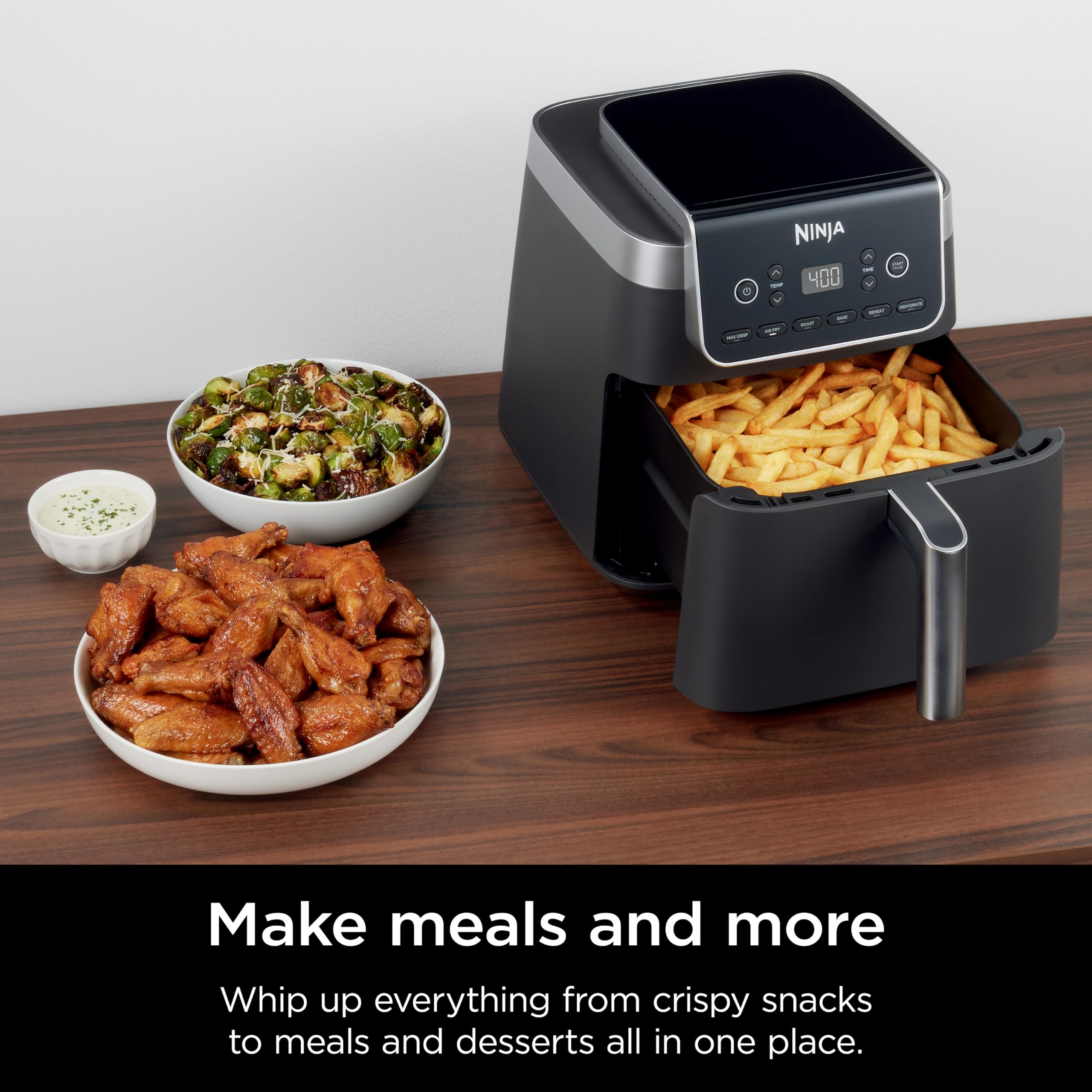 Ninja AF181 six‑in‑one functionality covers crisping, roasting, baking, reheating, dehydrating.