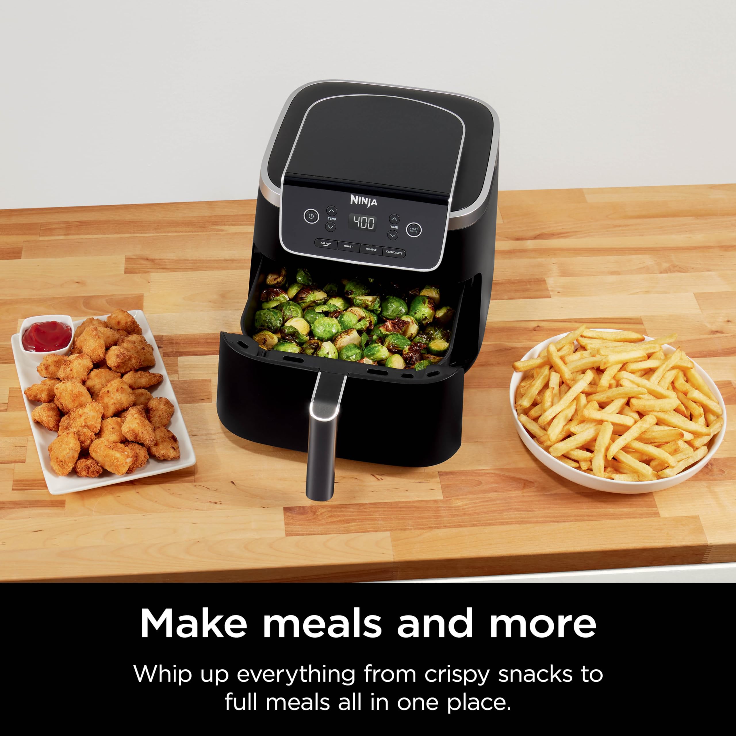 Ninja Air Fryer Pro compact footprint saves counter space.