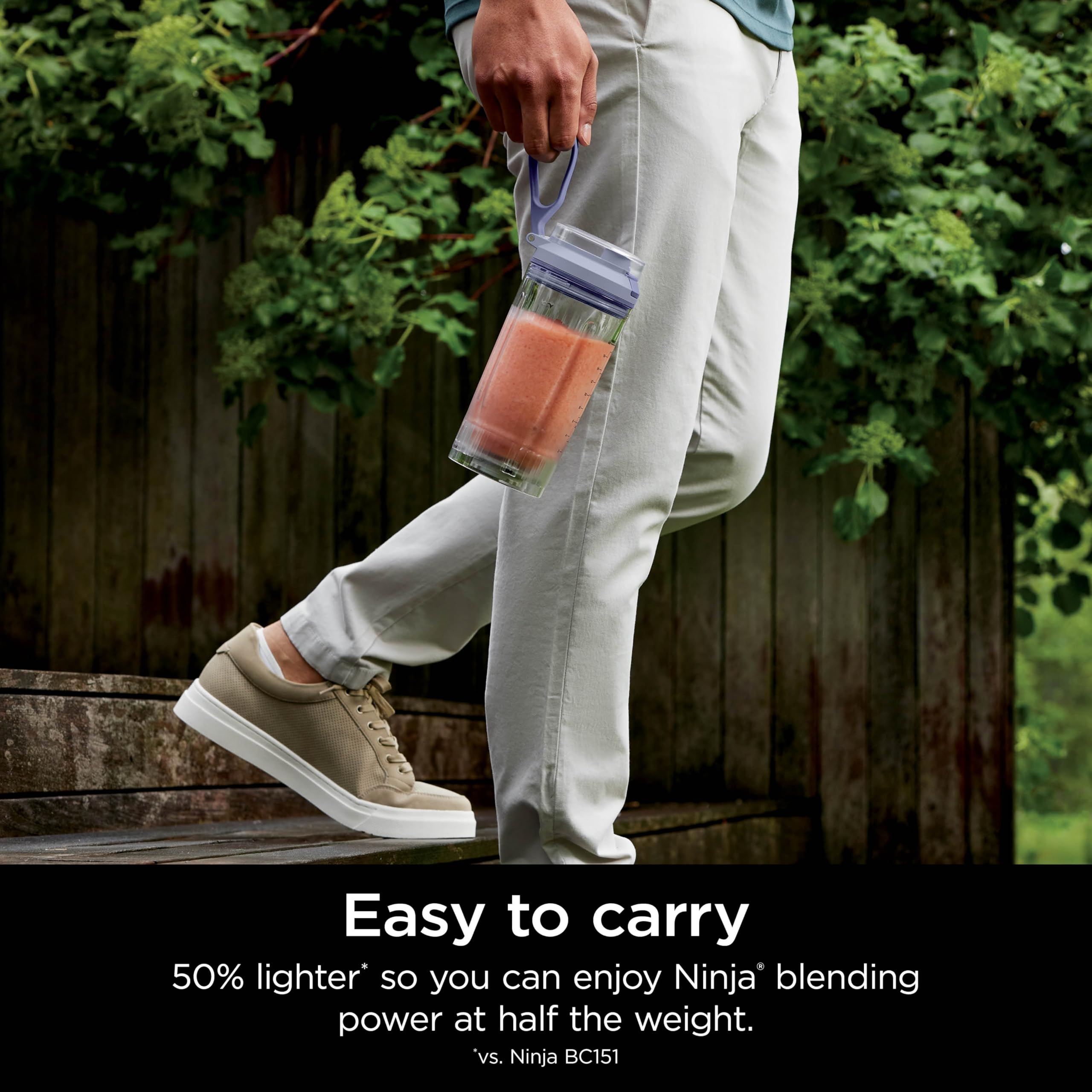 Ninja Blast Max battery life indicator visible during use.