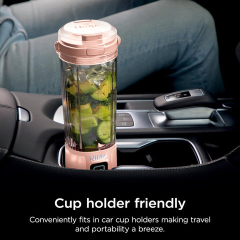 Ninja Blast portable blender stone color front view highlighting travel-friendly design.