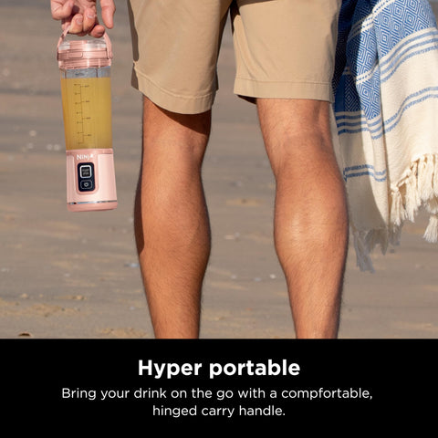 Ninja Blast sip lid on peach vessel for easy sipping.