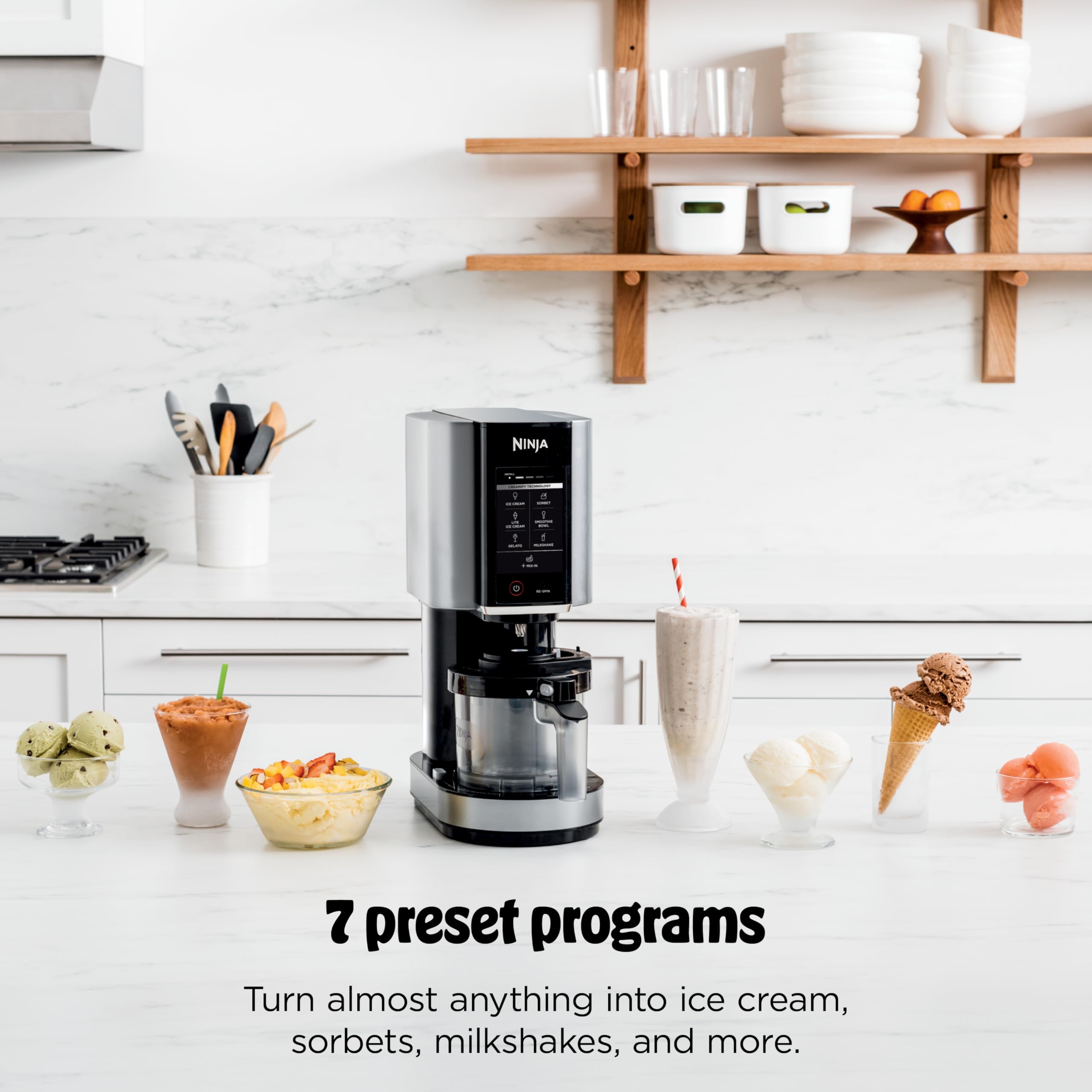 Ninja CREAMi control panel showing seven programs for easy use.