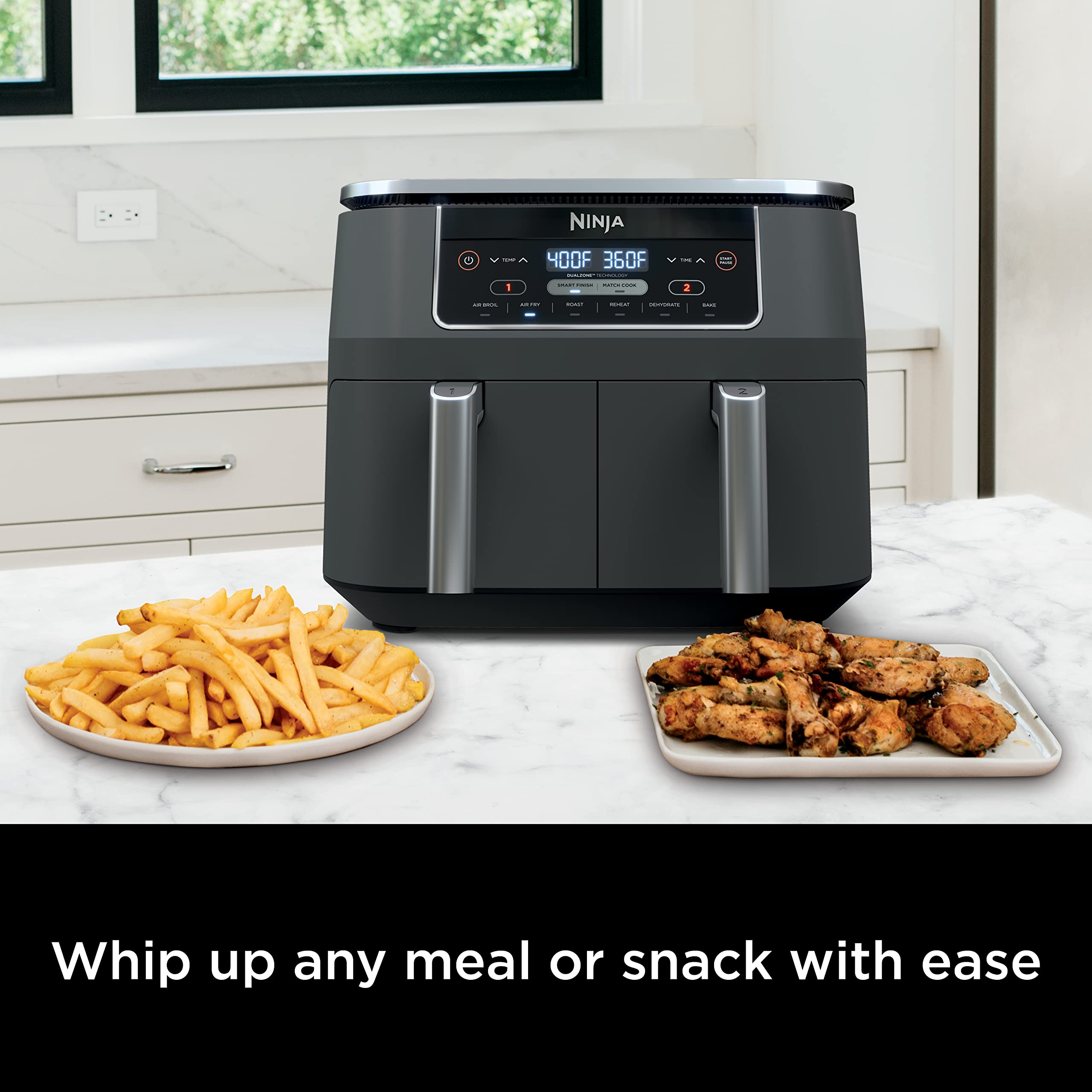 Ninja DZ201 eight-quart capacity fits mains and sides at once.