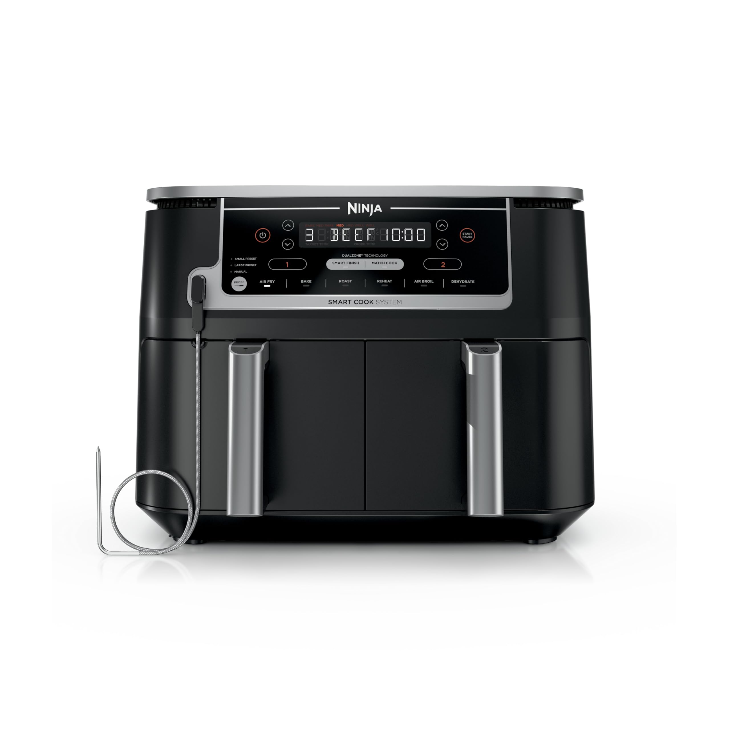 Ninja DZ550 Foodi dual-zone baskets ready for two foods at once