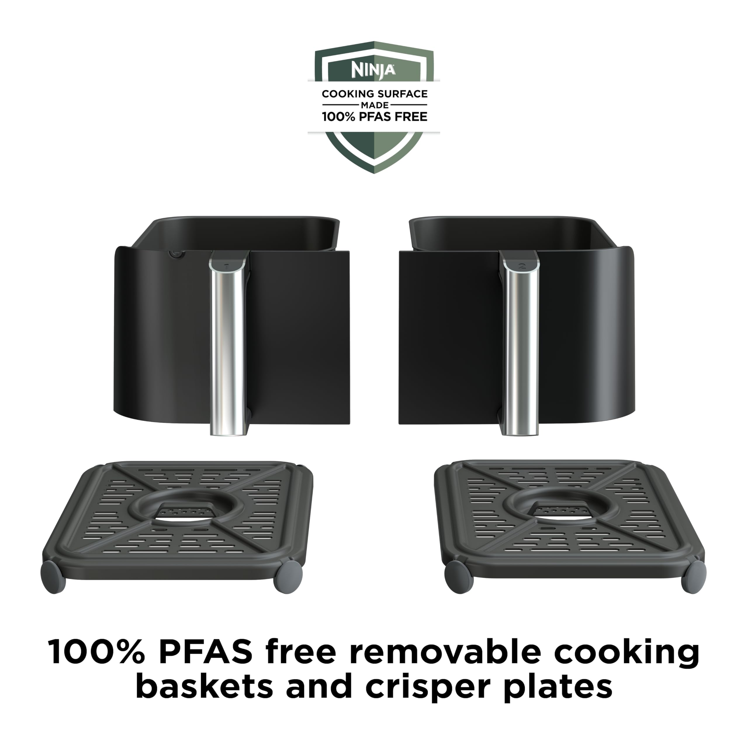 Ninja DZ550 Foodi two independent 5-quart baskets in use