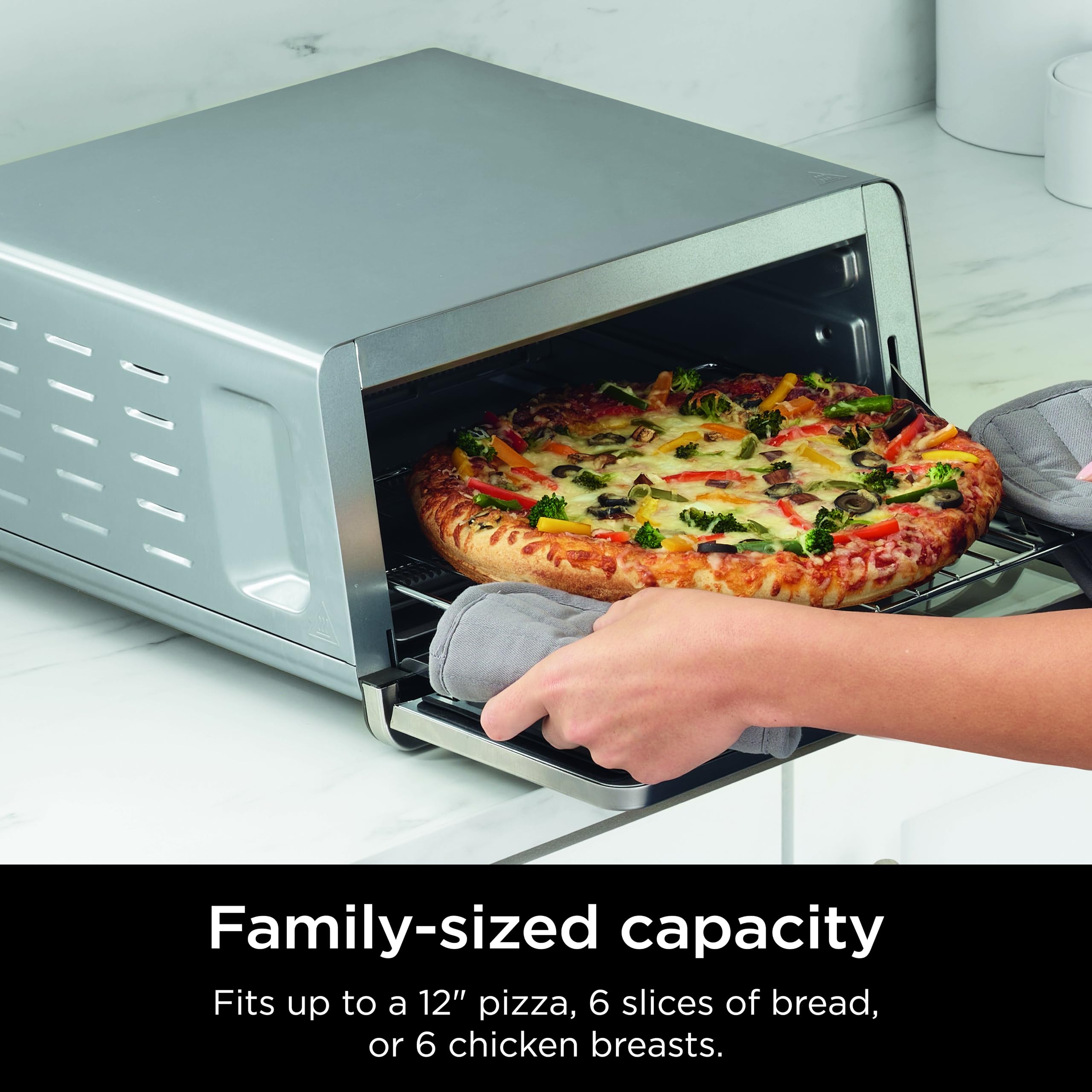 Ninja Flip Toaster Oven & Air Fryer bakes a 12-inch pizza evenly