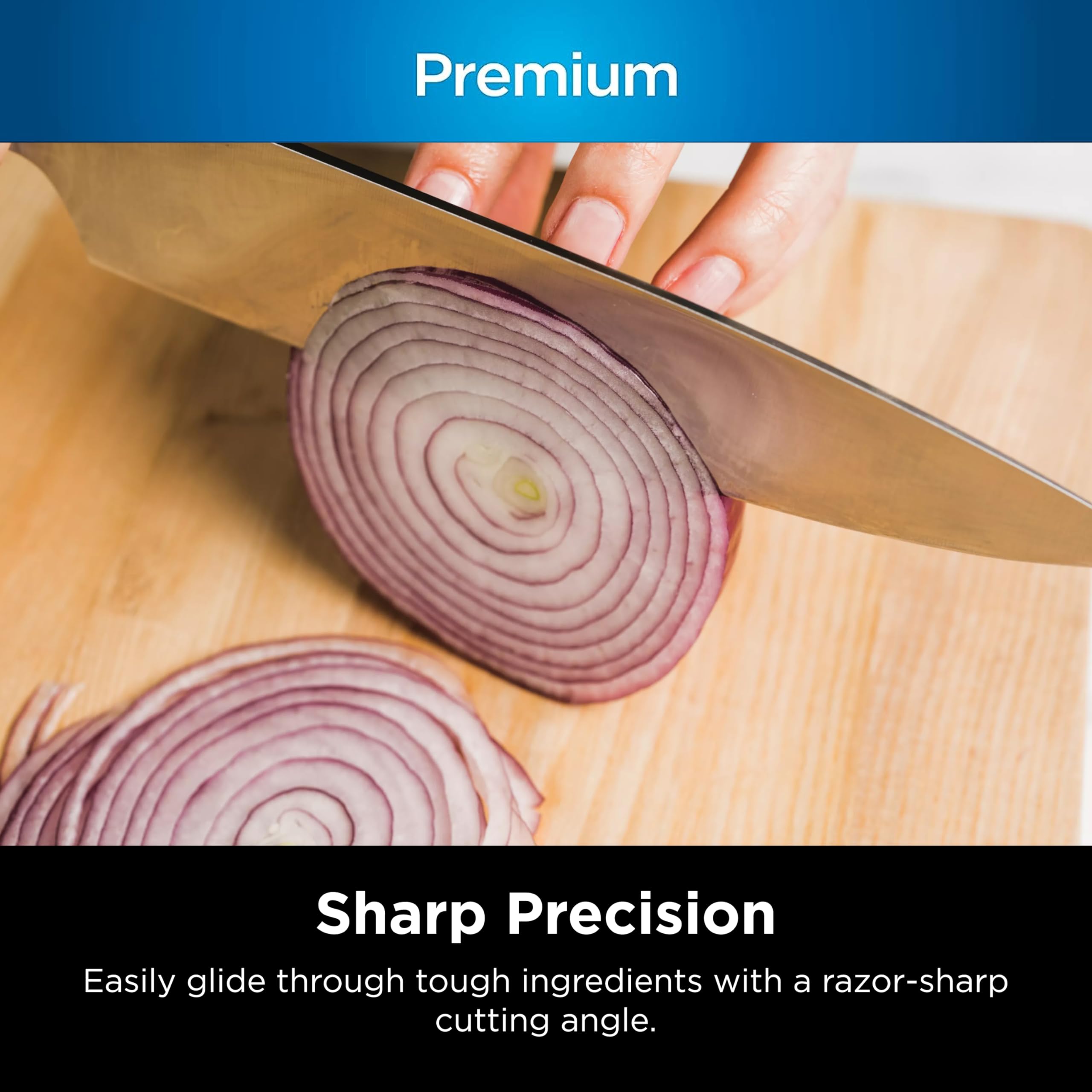 Ninja Foodi NeverDull built-in sharpener keeps edges sharp with simple swipes.