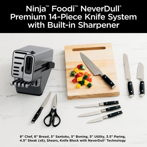 Ninja NeverDull 8in chef knife ready for precise slicing and balanced control