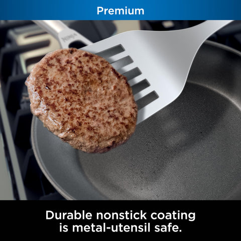 Ninja NeverStick 10.25-inch fry pan with lid for searing.