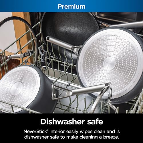 Ninja NeverStick dishwasher-safe surface cleans quickly after cooking.