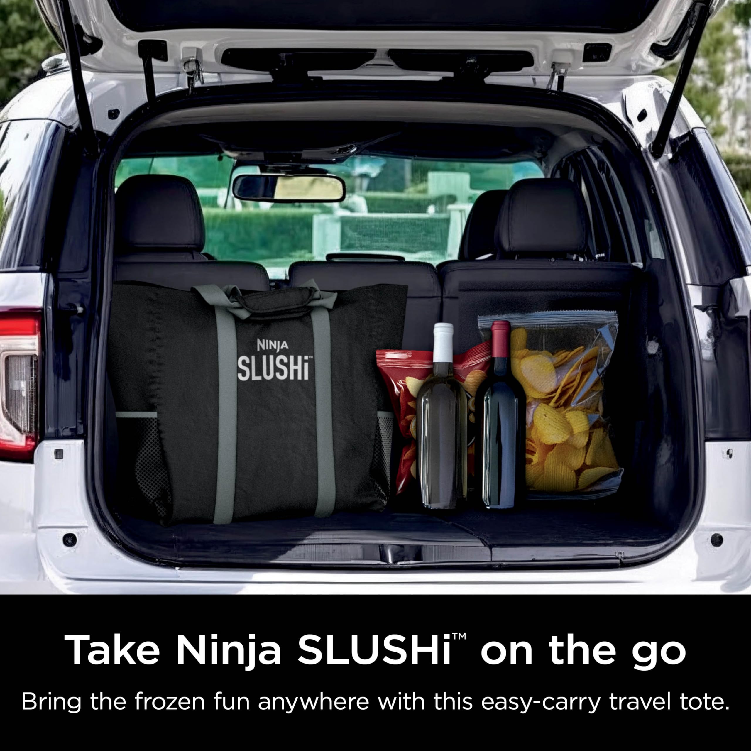 Ninja SLUSHi tote with sturdy carry handles for grab-and-go use.