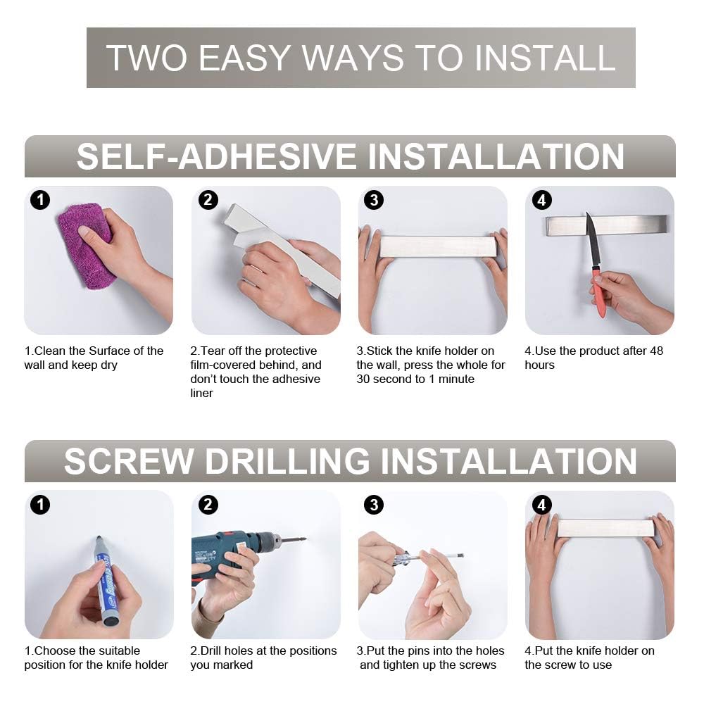 Ninonly adhesive installation option offers no-drill mounting for quick setup.