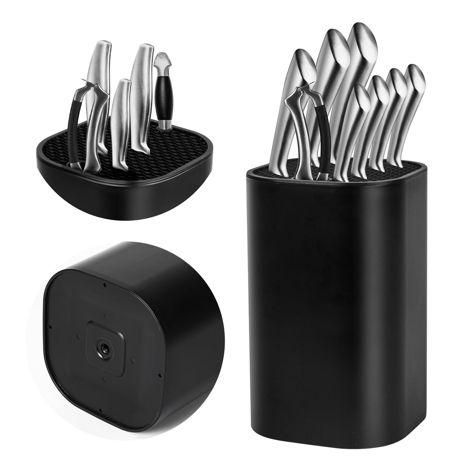Ninonly Black Knife Block without knives keeps counter organized for daily prep