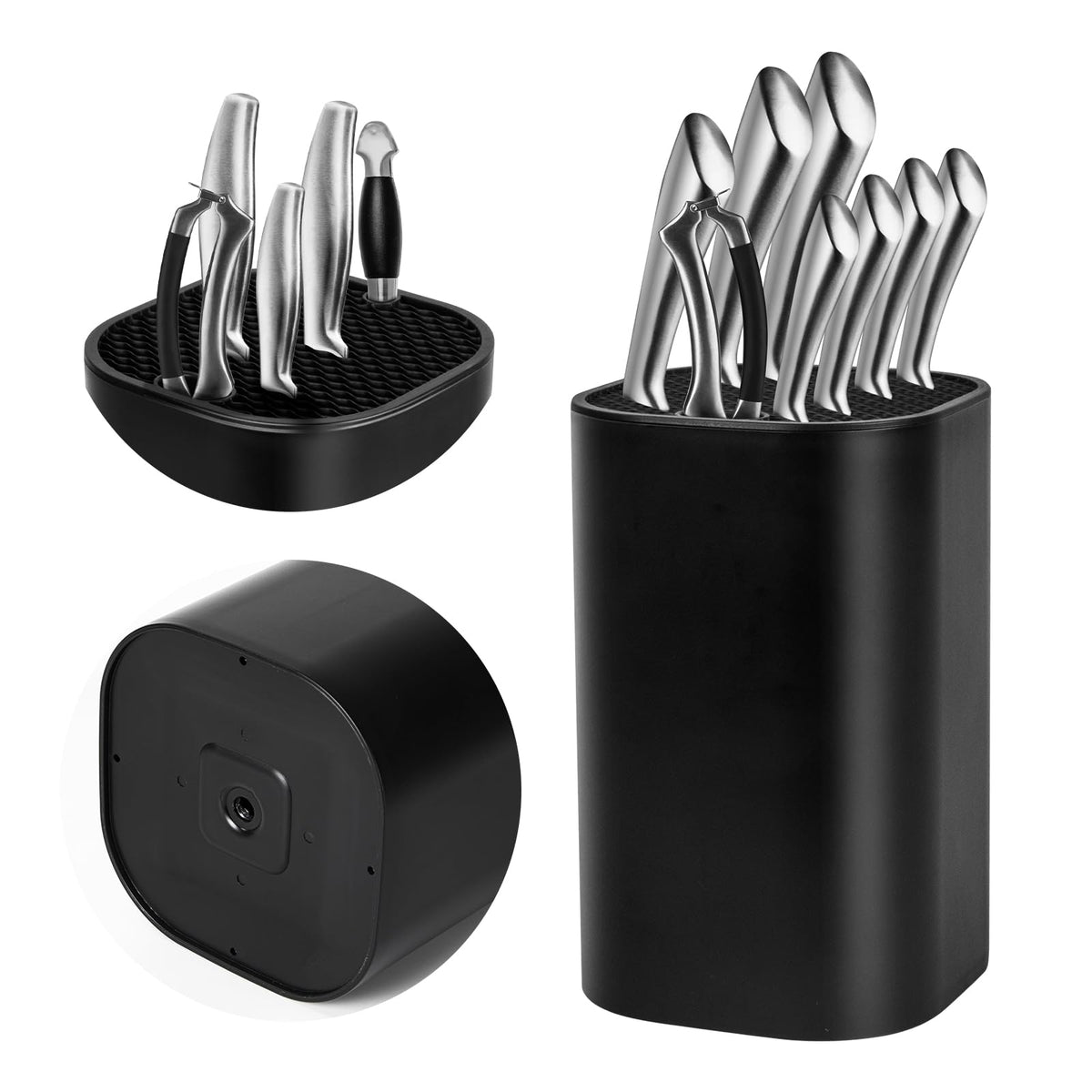 Ninonly Black Knife Block without knives keeps counter organized for daily prep