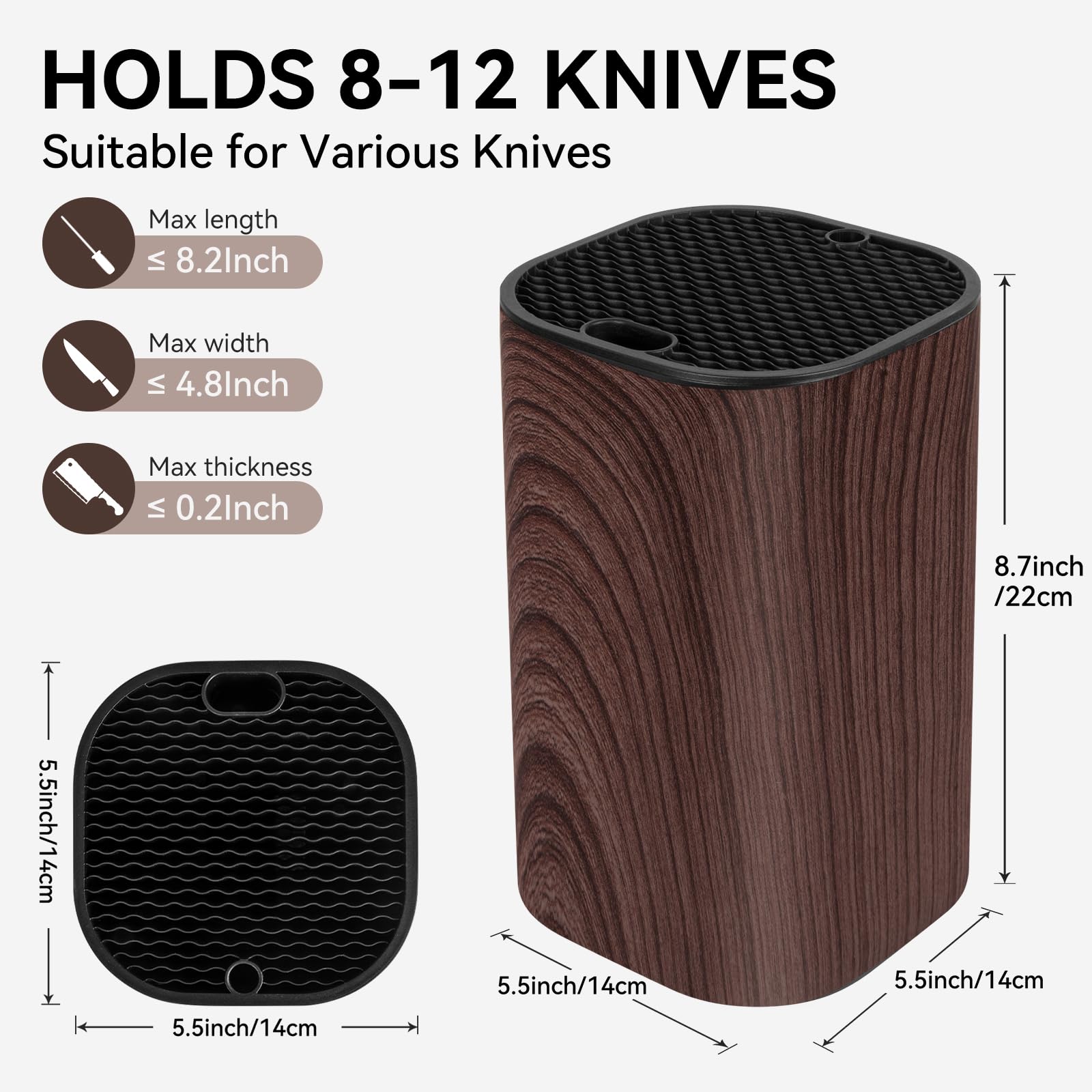 Ninonly detachable knife block for easy cleaning and quick drying
