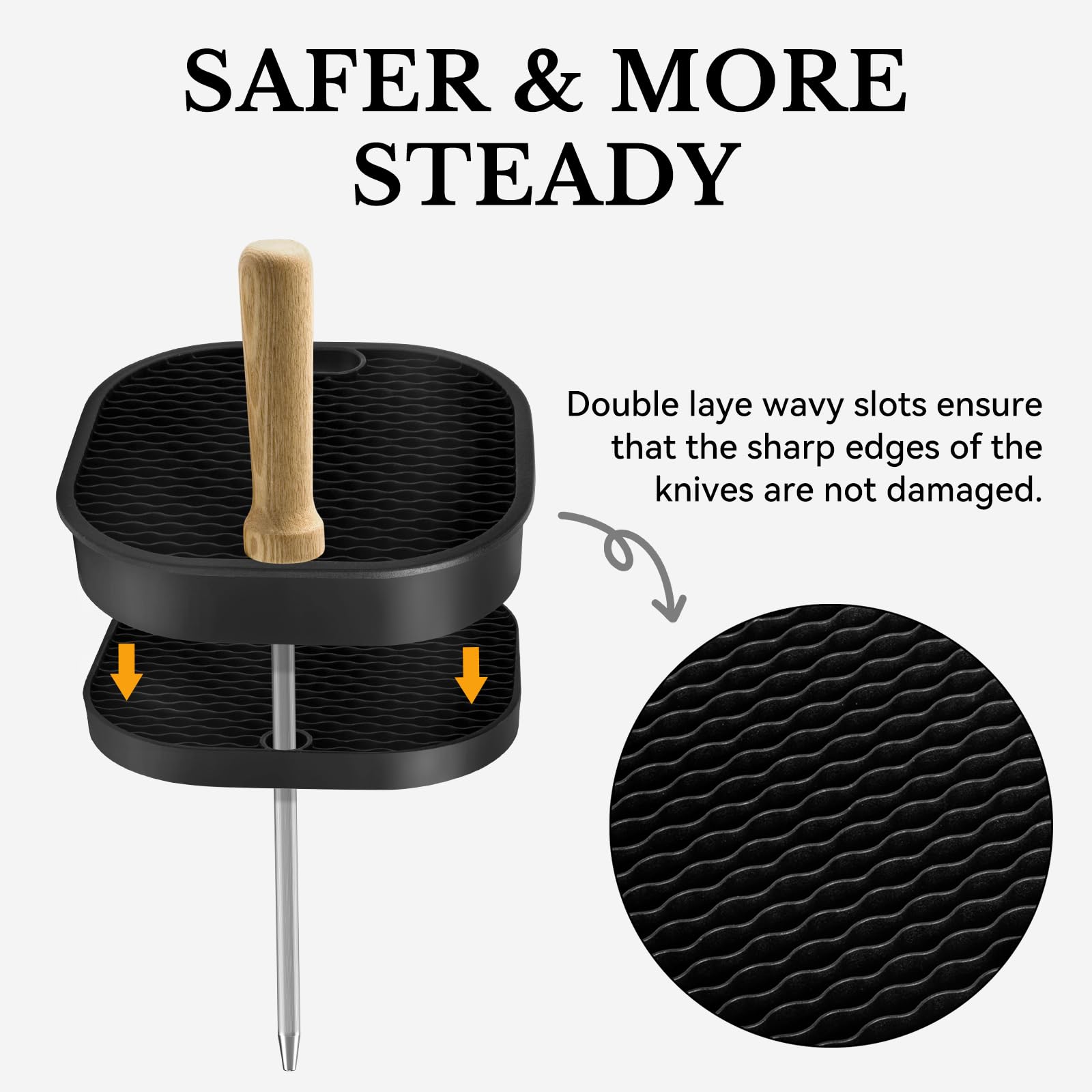 Ninonly knife block for various knife sizes fits a wide range of blades