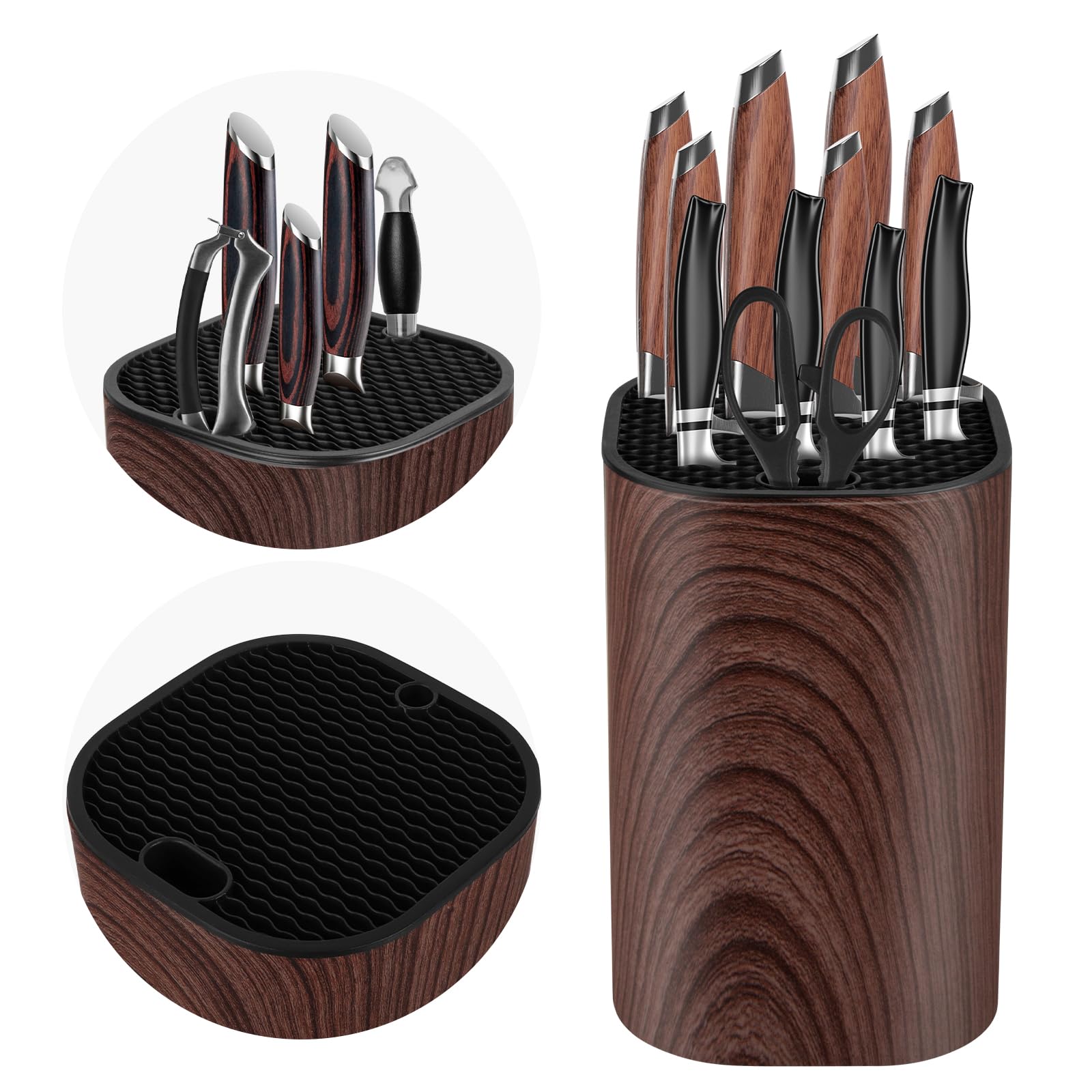 Ninonly knife block without knives with scissors slot keeps blades organized and safe