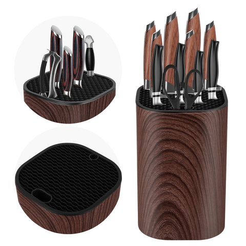 Ninonly knife block without knives with scissors slot keeps blades organized and safe