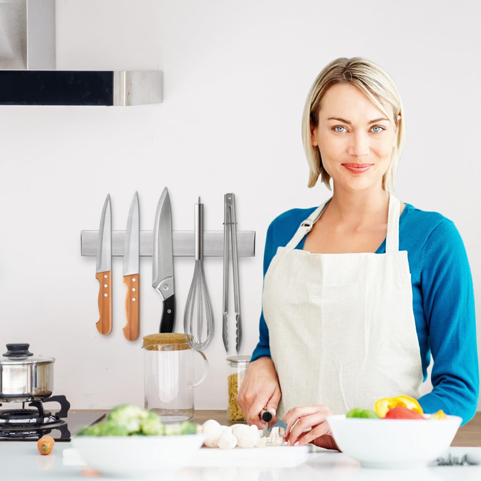 Sleek modern motif complements any kitchen counter or wall decor.