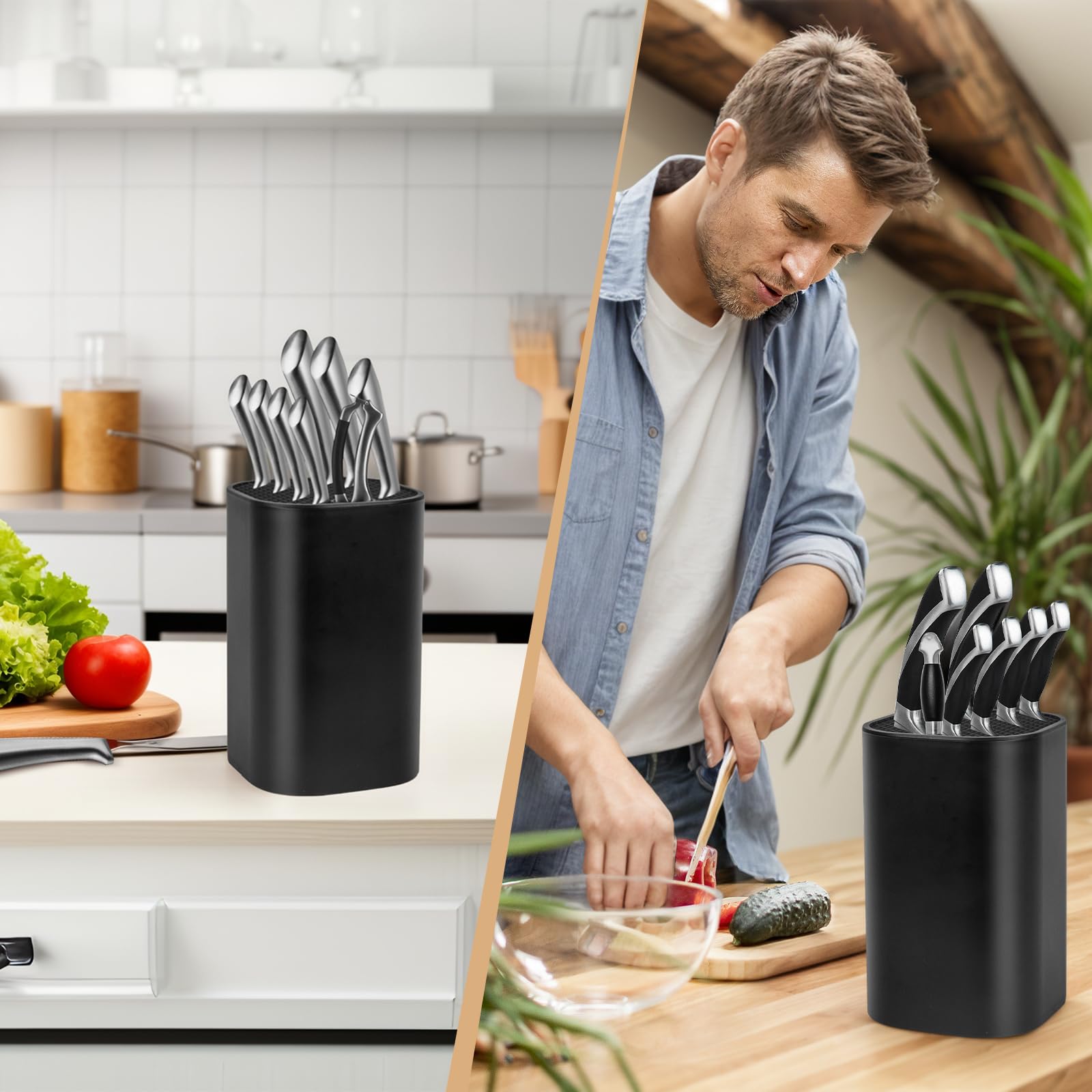 Ninonly modern kitchen design knife block blends with decor