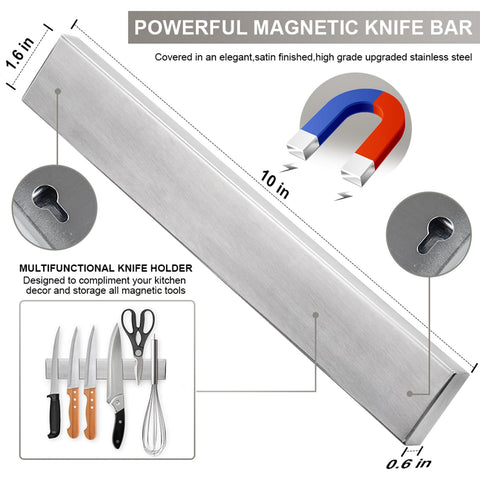 Premium stainless steel knife strip by Ninonly adds durable, corrosion-resistant organization.