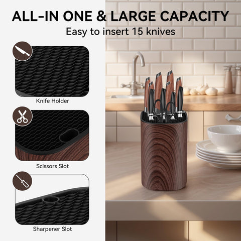 Ninonly universal square knife holder showcases double wave layer for stability