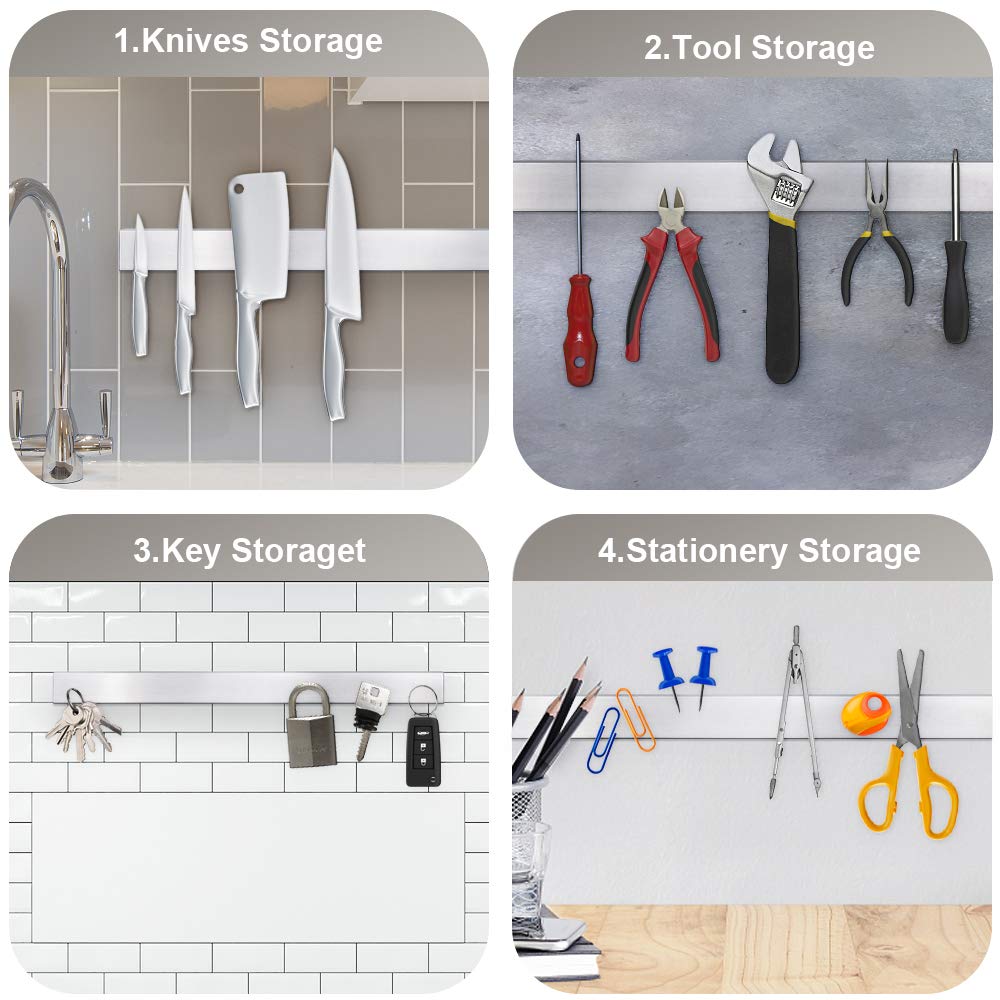 Ninonly wall-mounted knife holder keeps countertops clutter-free.