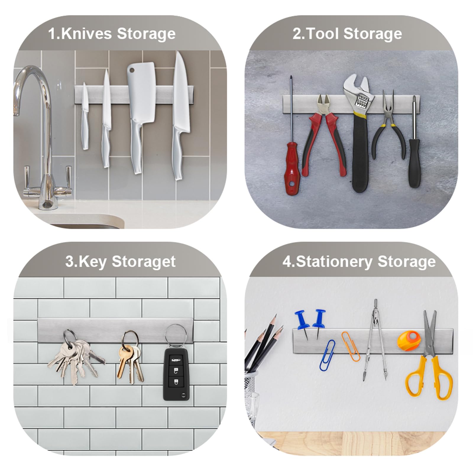 Ninonly wall-mounted knife holder keeps counters clutter-free and tools within reach.