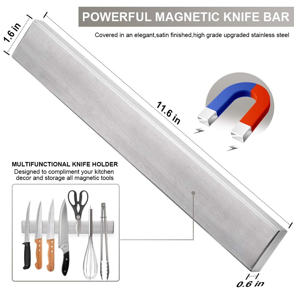 Ninonly wall-mounted knife holder in stainless steel enhances organization and durability.