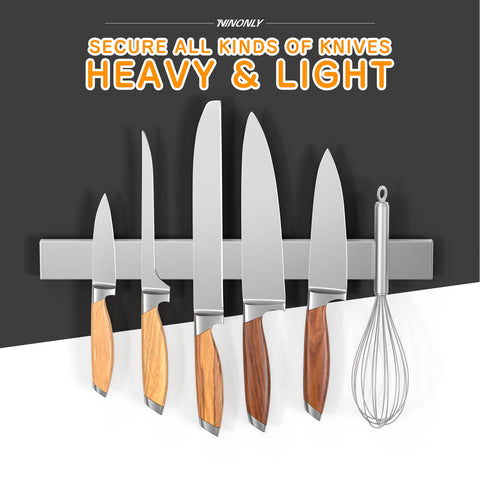 Ninonly knife holder installed on fridge or wall for easy access.