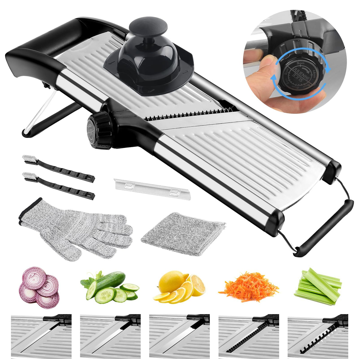 NIOSAVM mandoline slicer blade assembly delivers precise, uniform slices.