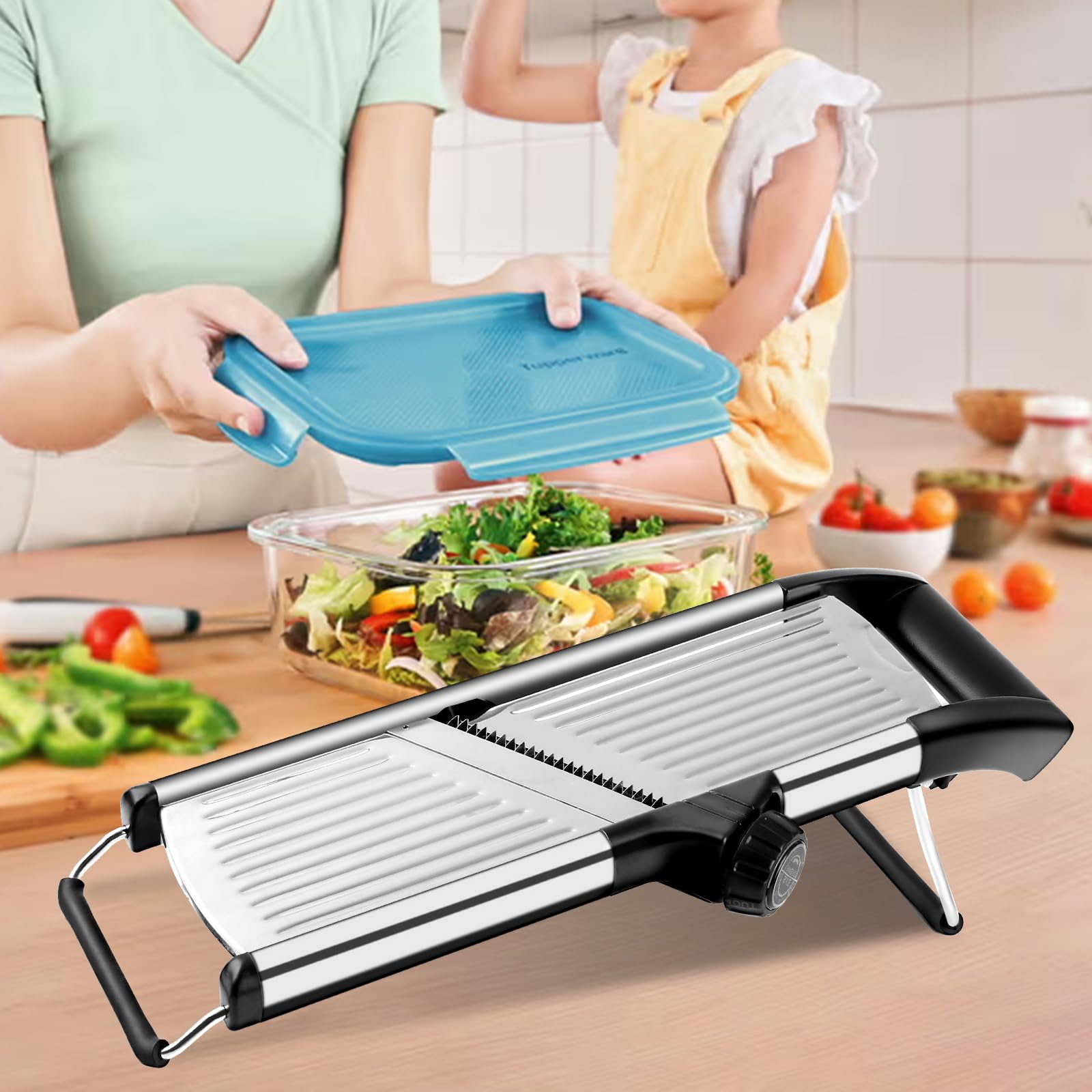 NIOSAVM mandoline slicer dishwasher-safe parts simplify cleanup.