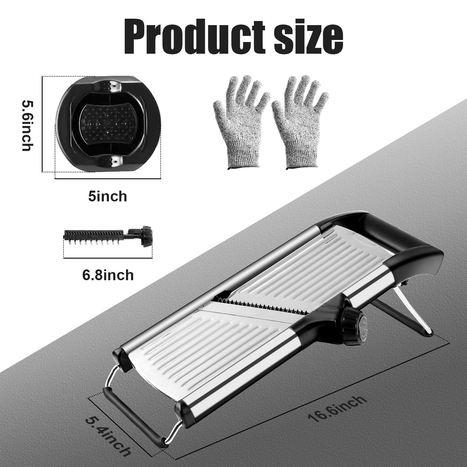 NIOSAVM mandoline slicer non-slip base ensures steady prep during slicing.