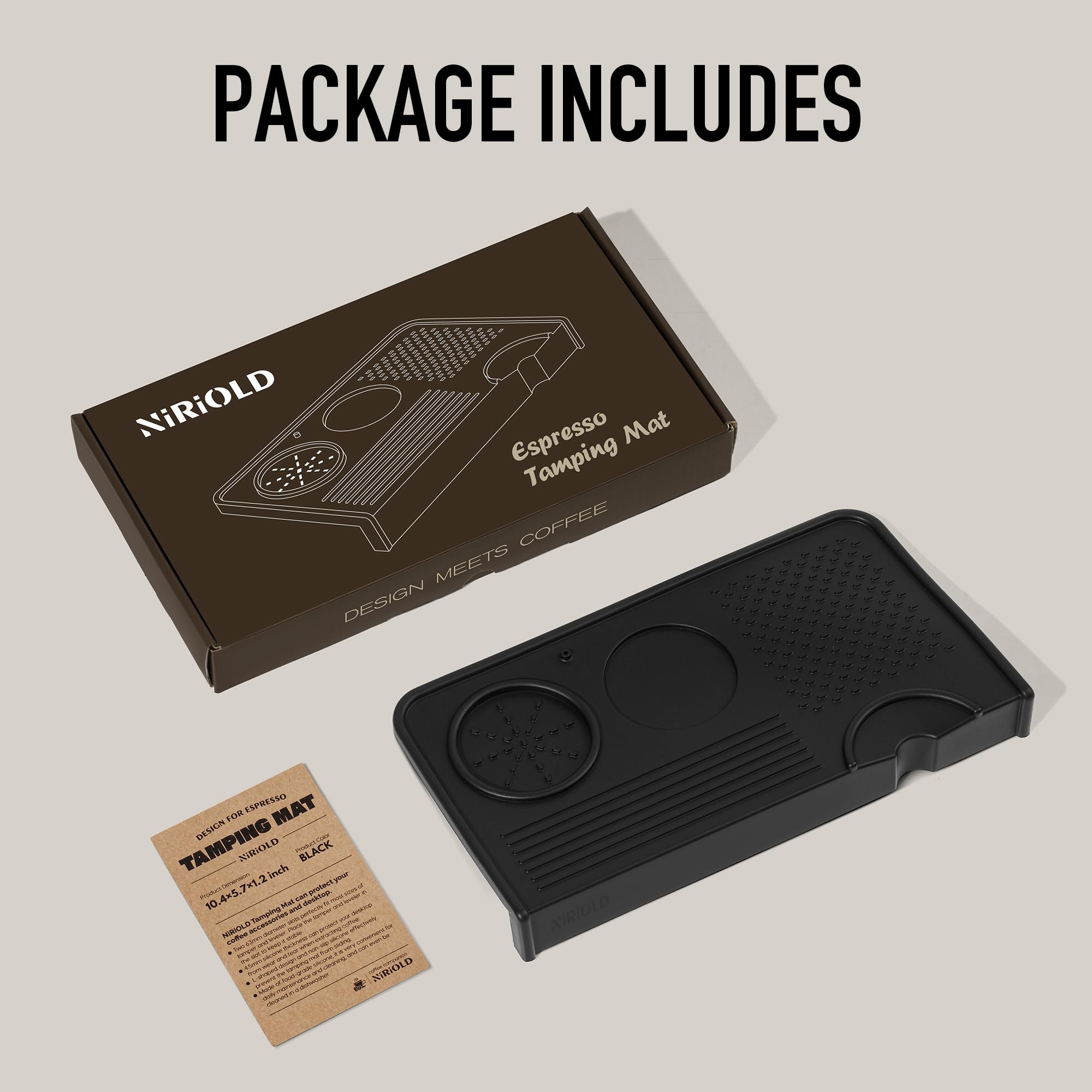 NiRiOLD espresso mat corner overhang prevents sliding on counters