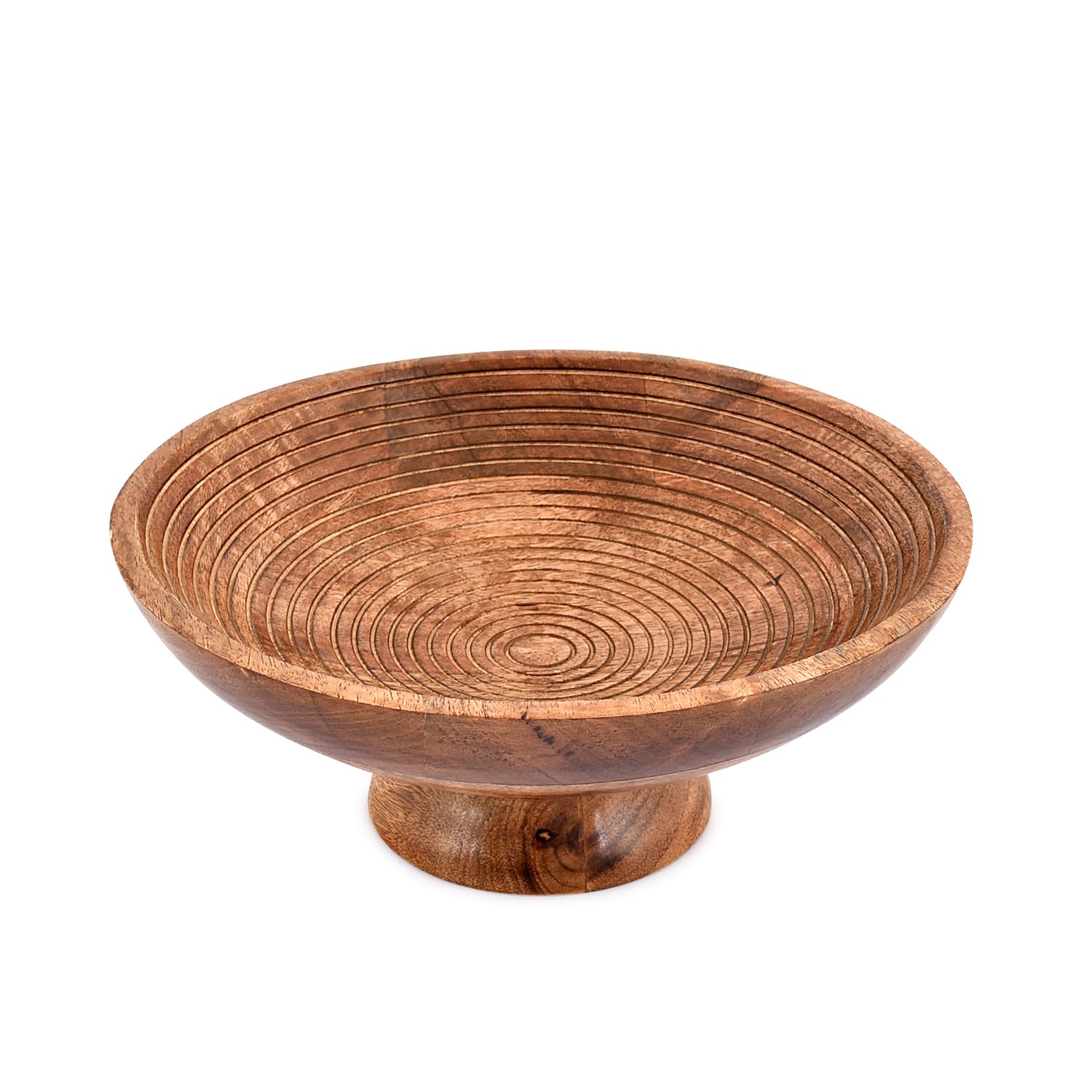 NIRMAN mango wood fruit bowl decor round display on table centerpiece.