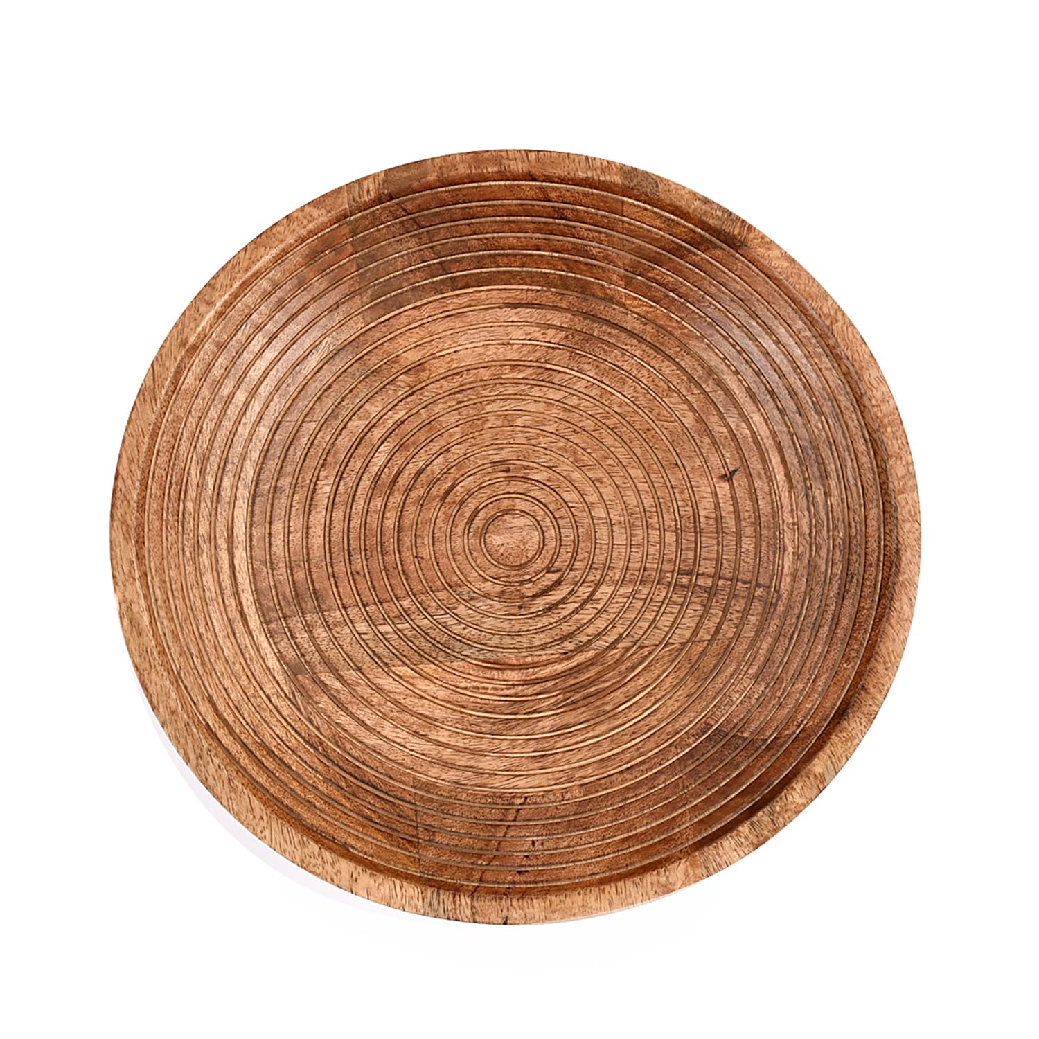 NIRMAN round mango wood bowl for kitchen display and casual gatherings.