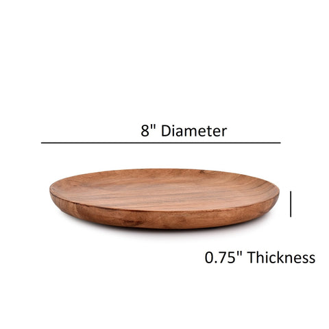 NIRMAN natural wood dining plate closeup highlighting smooth surface.