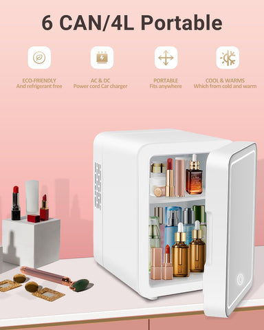 NISHCON 4-liter capacity fridge fits skincare and small snacks at once.
