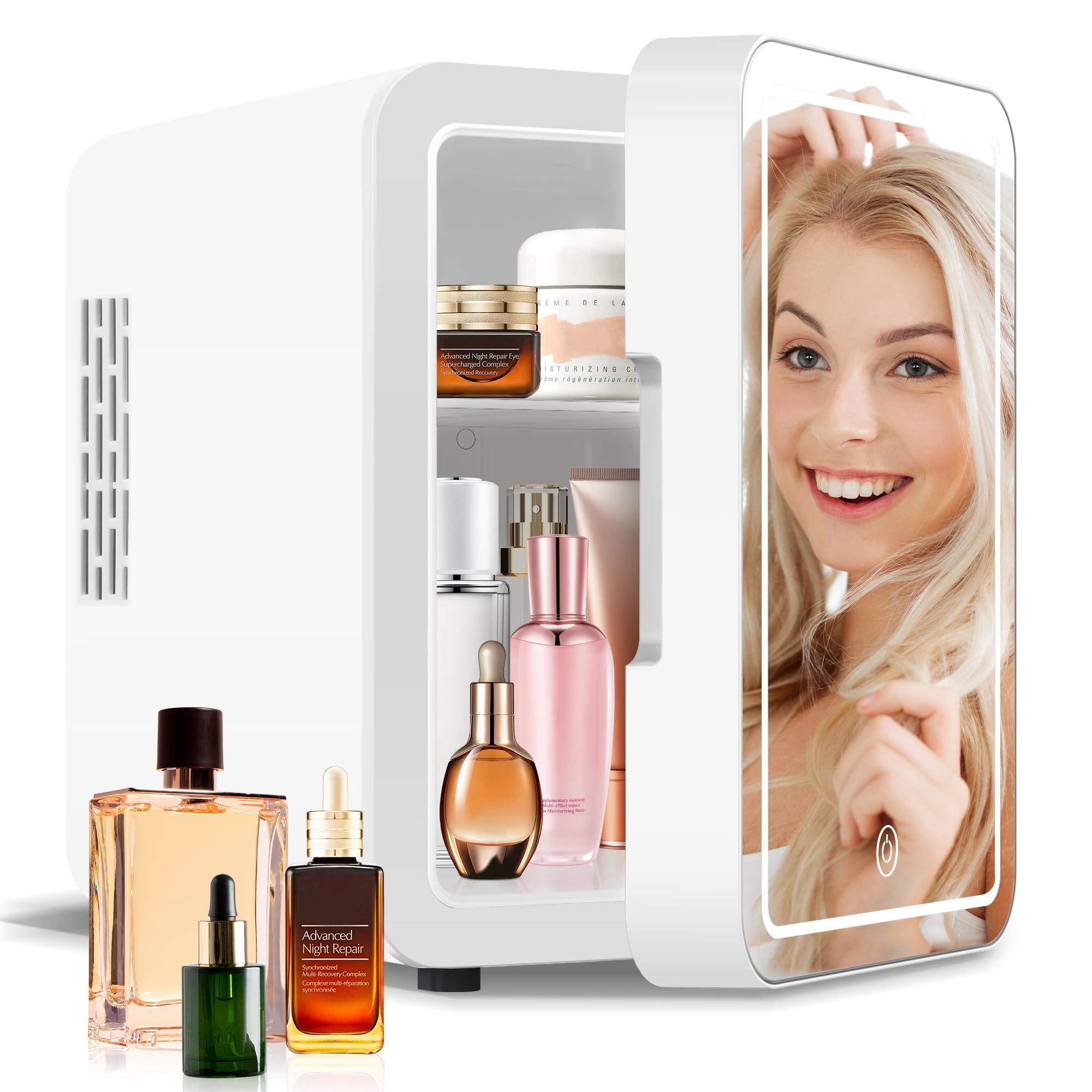 NISHCON portable mini-fridge front view for compact skincare storage on the go.