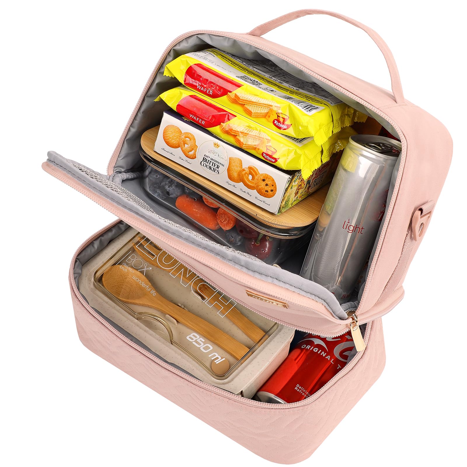NISHEL lunch bag insulated PEVA lining preserves temperature for hot or cold meals.