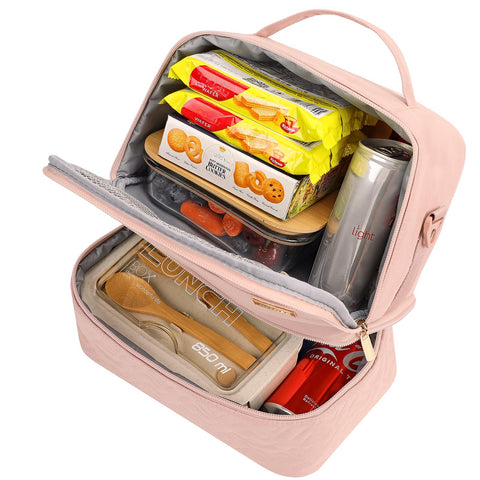 NISHEL lunch bag insulated PEVA lining preserves temperature for hot or cold meals.