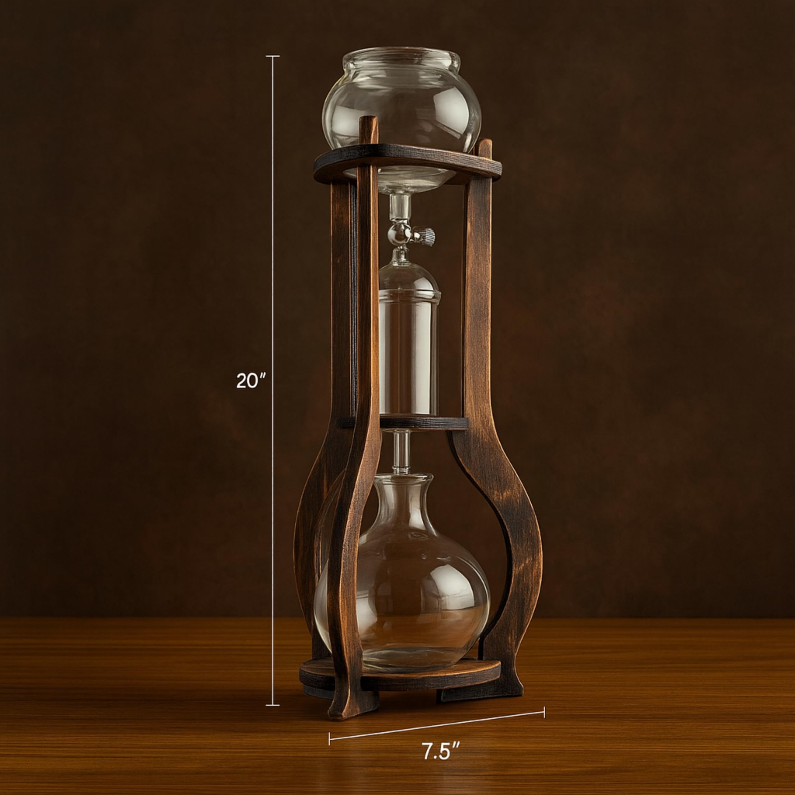 Nispira wooden frame with glassware for a sturdy kitchen display.