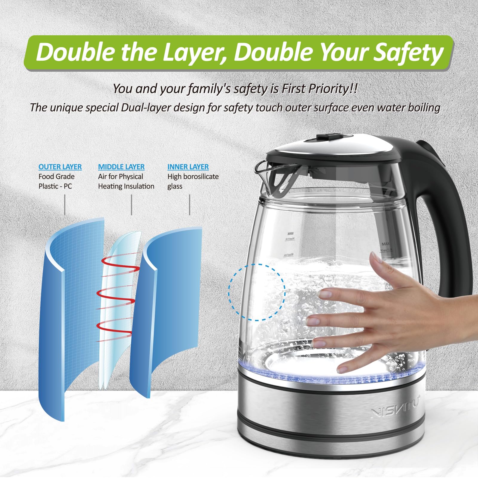 NISVITU one-touch keep-warm feature keeps tea ready