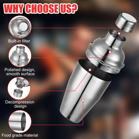 Nitial shaker with built-in strainer close-up demonstrates smooth pour control