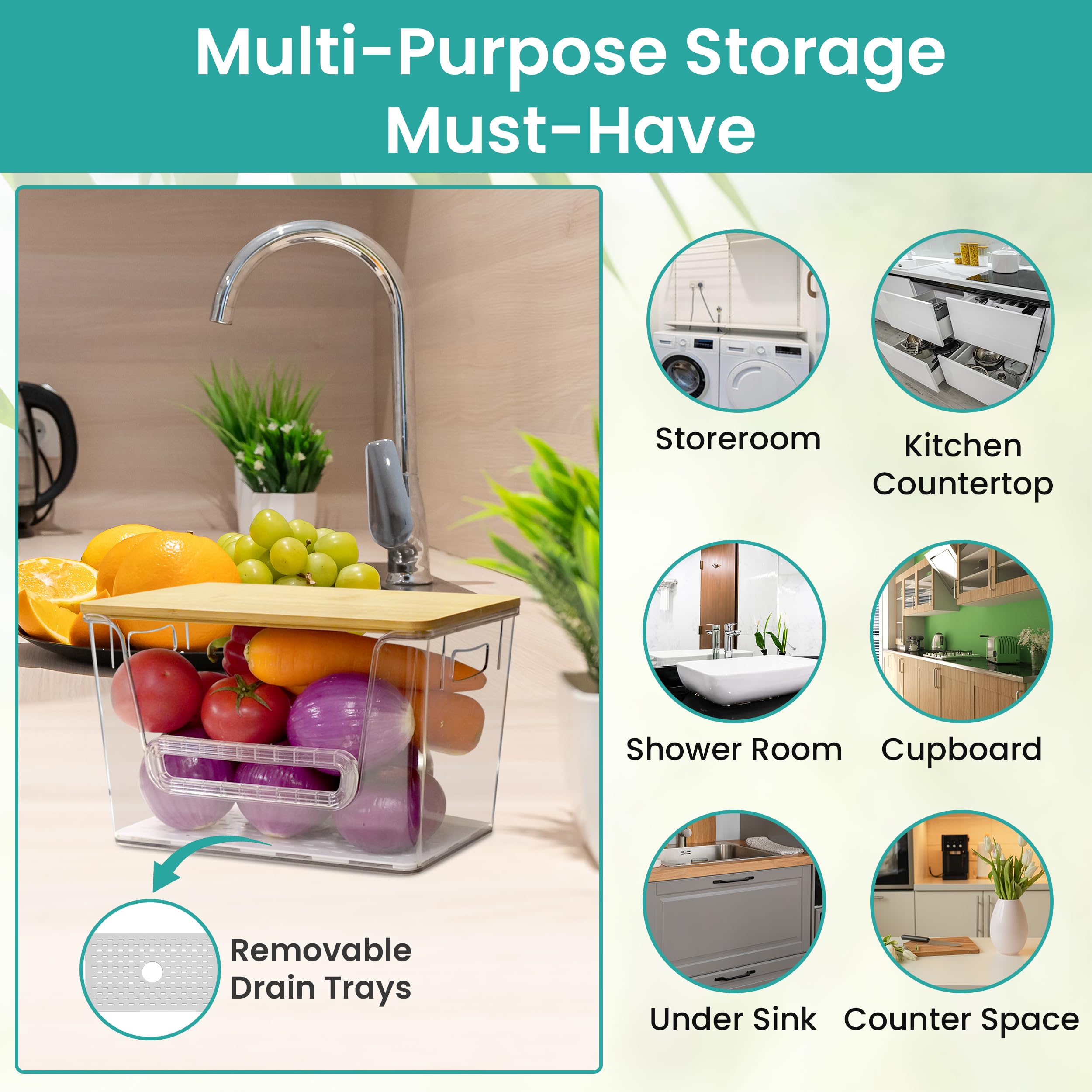 NITOOR anti-slip silicone pads keep bins stable during use.